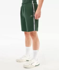 Lacoste Hosen & Shorts>Herren Jogger Shorts Aus Baumwoll-Flanell Dunkelgrun Smi