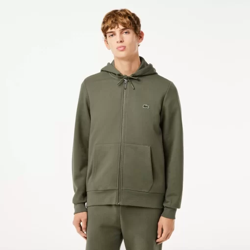 Lacoste Sweatshirts>Herren Jogger-Sweatshirt Mit Kangurutasche Aus Fleece Khaki Grun 316