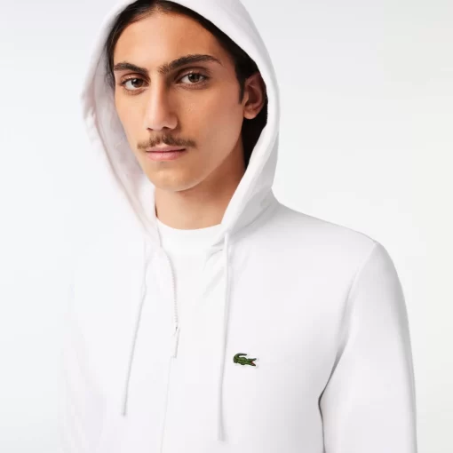 Lacoste Sweatshirts>Herren Jogger-Sweatshirt Mit Kangurutasche Aus Fleece Weis 001