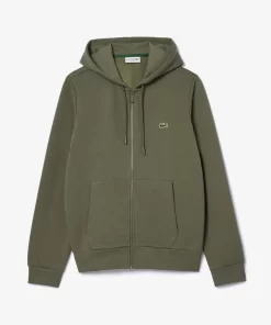 Lacoste Sweatshirts>Herren Jogger-Sweatshirt Mit Kangurutasche Aus Fleece Khaki Grun 316