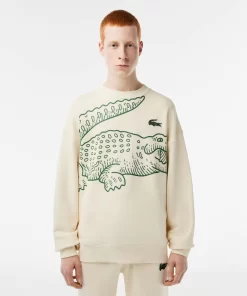 Lacoste Sweatshirts>Herren Jogger-Sweatshirt Mit Rundhals Und Krokodil-Aufdruck Creme Xfj