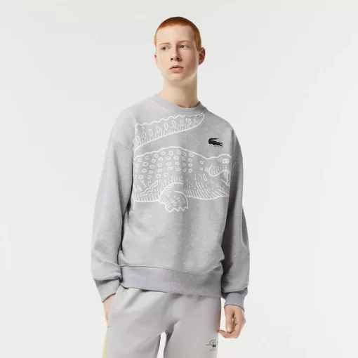 Lacoste Sweatshirts>Herren Jogger-Sweatshirt Mit Rundhals Und Krokodil-Aufdruck Heidekraut Grau Cca