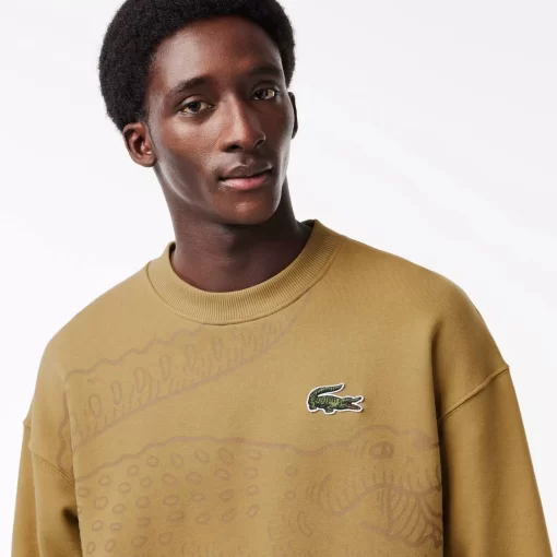 Lacoste Sweatshirts>Herren Jogger-Sweatshirt Mit Rundhals Und Krokodil-Aufdruck Braun Six