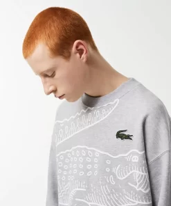 Lacoste Sweatshirts>Herren Jogger-Sweatshirt Mit Rundhals Und Krokodil-Aufdruck Heidekraut Grau Cca