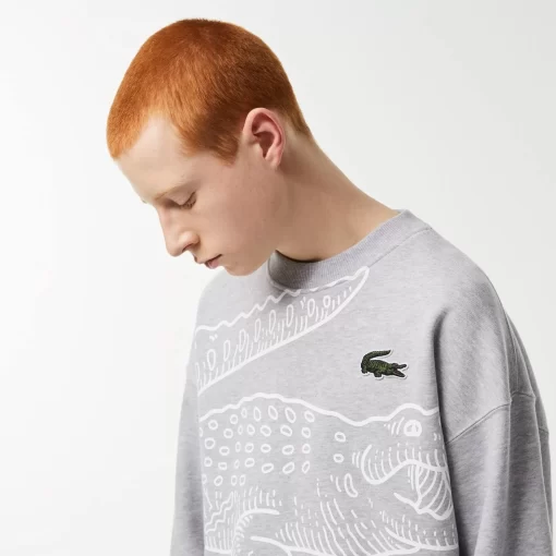 Lacoste Sweatshirts>Herren Jogger-Sweatshirt Mit Rundhals Und Krokodil-Aufdruck Heidekraut Grau Cca