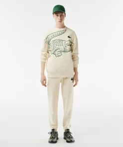 Lacoste Sweatshirts>Herren Jogger-Sweatshirt Mit Rundhals Und Krokodil-Aufdruck Creme Xfj