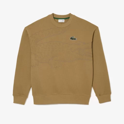 Lacoste Sweatshirts>Herren Jogger-Sweatshirt Mit Rundhals Und Krokodil-Aufdruck Braun Six