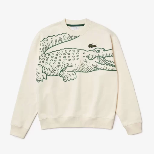 Lacoste Sweatshirts>Herren Jogger-Sweatshirt Mit Rundhals Und Krokodil-Aufdruck Creme Xfj