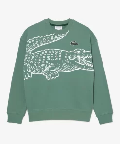 Lacoste Sweatshirts>Herren Jogger-Sweatshirt Mit Rundhals Und Krokodil-Aufdruck Khaki Grun Kx5