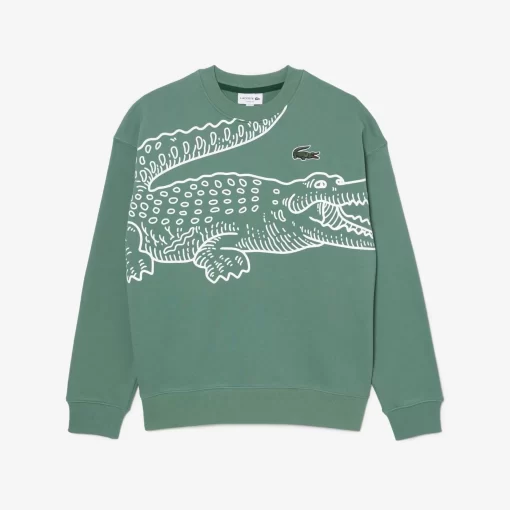 Lacoste Sweatshirts>Herren Jogger-Sweatshirt Mit Rundhals Und Krokodil-Aufdruck Khaki Grun Kx5