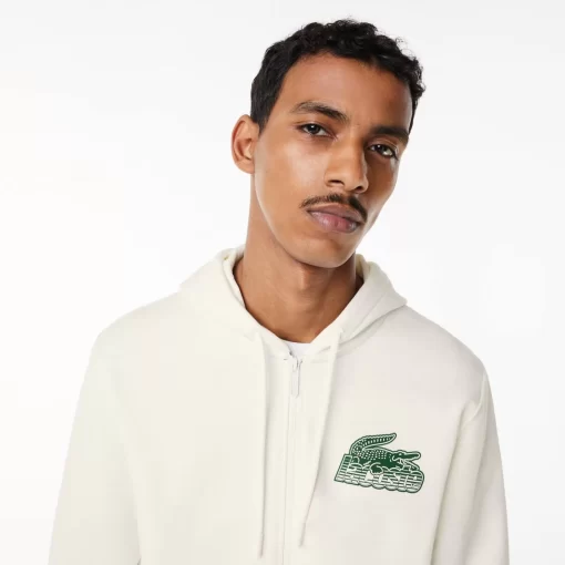 Lacoste Sweatshirts>Herren Kapuzenpulli Aus Ungerautem Fleece Weis 70V