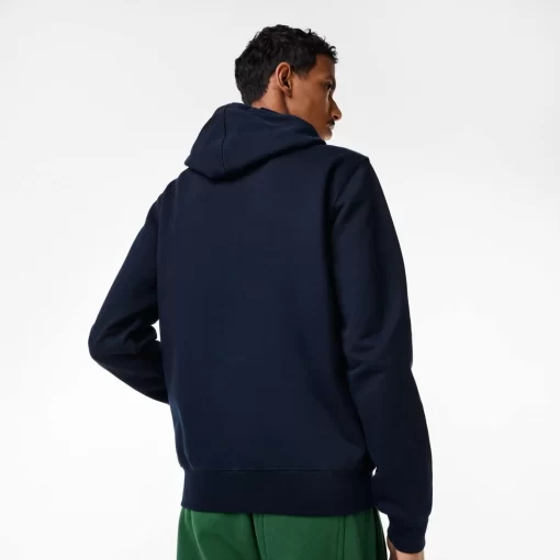 Lacoste Sweatshirts>Herren Kapuzenpulli Aus Ungerautem Fleece Navy Blau 166