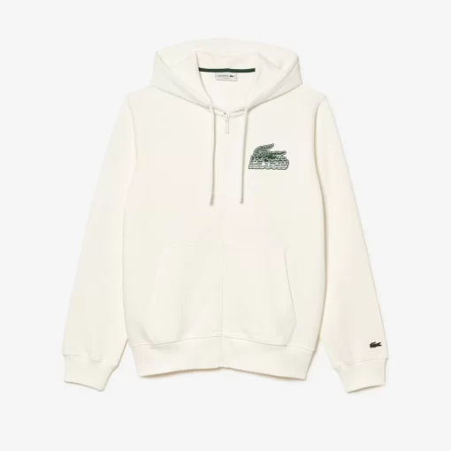 Lacoste Sweatshirts>Herren Kapuzenpulli Aus Ungerautem Fleece Weis 70V