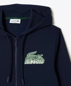 Lacoste Sweatshirts>Herren Kapuzenpulli Aus Ungerautem Fleece Navy Blau 166