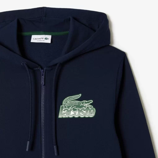 Lacoste Sweatshirts>Herren Kapuzenpulli Aus Ungerautem Fleece Navy Blau 166