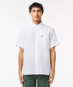 Lacoste Hemden>Herren Leinen-Hemd Weis 001