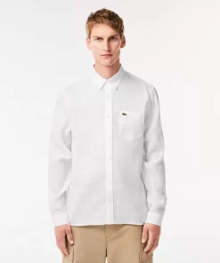 Lacoste Hemden>Herren Leinen-Hemd Weis 001