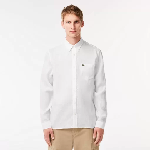 Lacoste Hemden>Herren Leinen-Hemd Weis 001