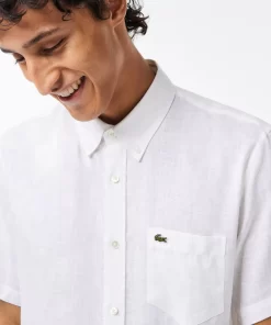 Lacoste Hemden>Herren Leinen-Hemd Weis 001