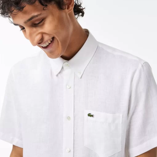 Lacoste Hemden>Herren Leinen-Hemd Weis 001