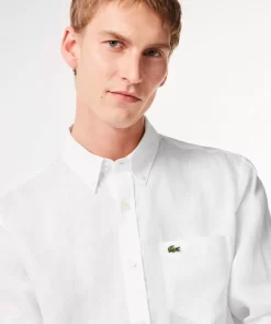 Lacoste Hemden>Herren Leinen-Hemd Weis 001