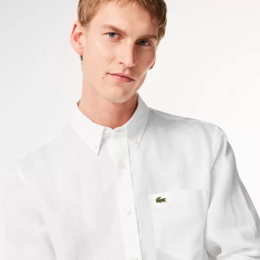 Lacoste Hemden>Herren Leinen-Hemd Weis 001