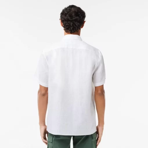 Lacoste Hemden>Herren Leinen-Hemd Weis 001