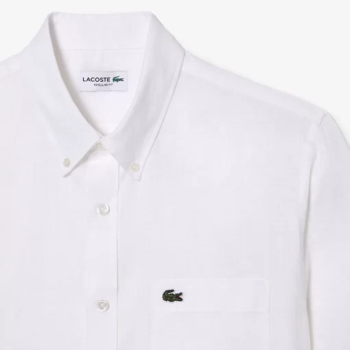 Lacoste Hemden>Herren Leinen-Hemd Weis 001