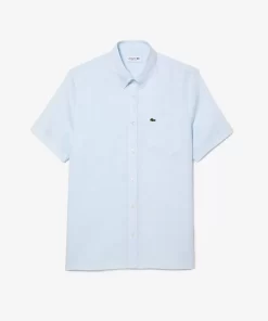 Lacoste Hemden>Herren Leinen-Hemd Hellblau T01