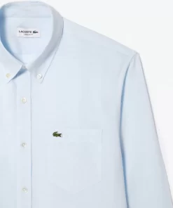 Lacoste Hemden>Herren Leinen-Hemd Hellblau T01