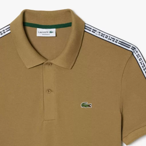 Lacoste Poloshirts>Herren Poloshirt Aus Pique Mit Logostreifen Braun Six