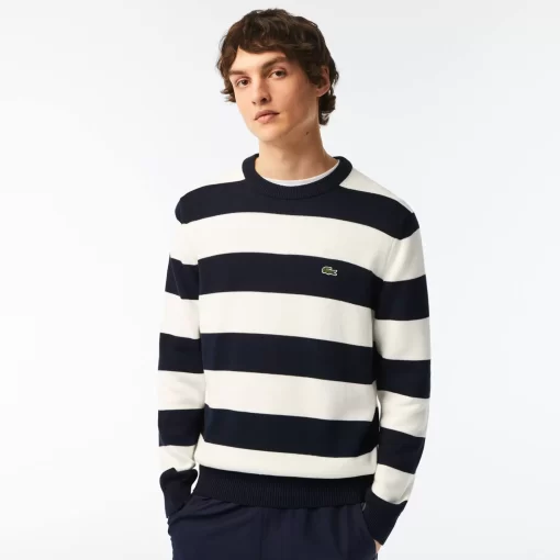 Lacoste Pullover>Herren Pullover Mit Streifen Aus Bio-Baumwolljersey Navy Blau / Weis Hhw