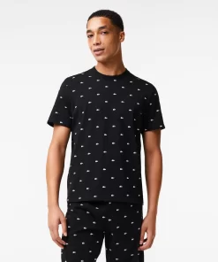 Lacoste Unterwäsche & Loungewear>Herren Pyjama Aus Jersey Mit Krokodilprint Schwarz / Weis 258