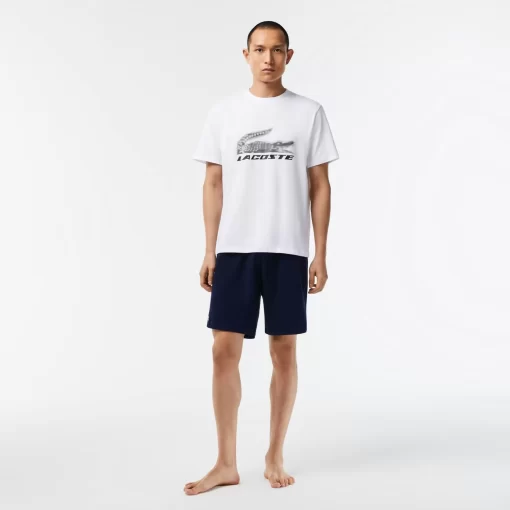 Lacoste Unterwäsche & Loungewear>Herren Pyjama Set Aus Baumwolle Mit Stretch Weis / Navy Blau 522