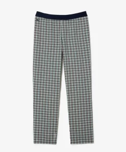 Lacoste Unterwäsche & Loungewear>Herren Pyjama-Hosen Aus Baumwoll-Popeline Mit Karomuster Grun / Navy Blau / Orange / Gelb Gfw