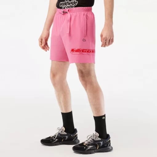 Lacoste Badebekleidung>Herren Schnelltrocknende Badehosen Mit Logostreifen Reseda Rosa 2R3