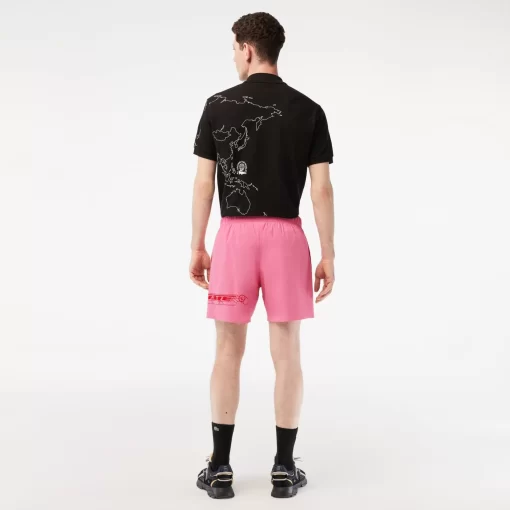 Lacoste Badebekleidung>Herren Schnelltrocknende Badehosen Mit Logostreifen Reseda Rosa 2R3