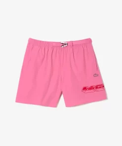 Lacoste Badebekleidung>Herren Schnelltrocknende Badehosen Mit Logostreifen Reseda Rosa 2R3