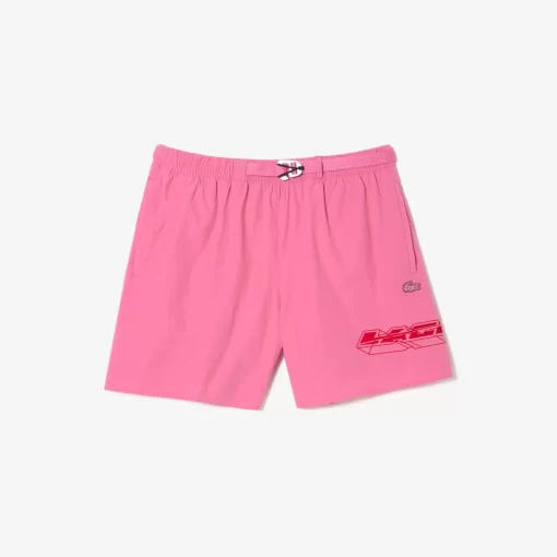 Lacoste Badebekleidung>Herren Schnelltrocknende Badehosen Mit Logostreifen Reseda Rosa 2R3