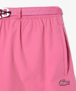 Lacoste Badebekleidung>Herren Schnelltrocknende Badehosen Mit Logostreifen Reseda Rosa 2R3