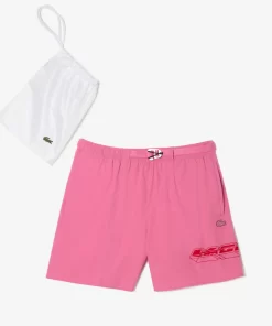 Lacoste Badebekleidung>Herren Schnelltrocknende Badehosen Mit Logostreifen Reseda Rosa 2R3