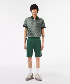 Lacoste Hosen & Shorts>Herren Shorts Aus Aufgerautem Fleece Mit Colourblock Grun / Navy Blau / Weis Wn7