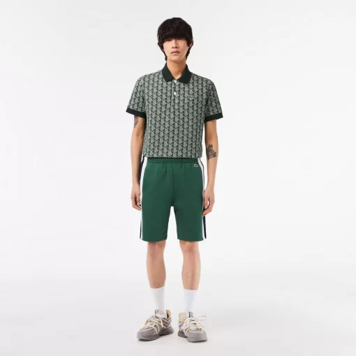 Lacoste Hosen & Shorts>Herren Shorts Aus Aufgerautem Fleece Mit Colourblock Grun / Navy Blau / Weis Wn7