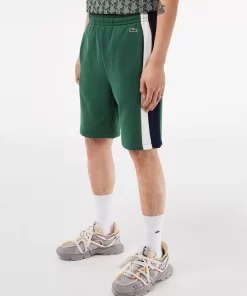 Lacoste Hosen & Shorts>Herren Shorts Aus Aufgerautem Fleece Mit Colourblock Grun / Navy Blau / Weis Wn7