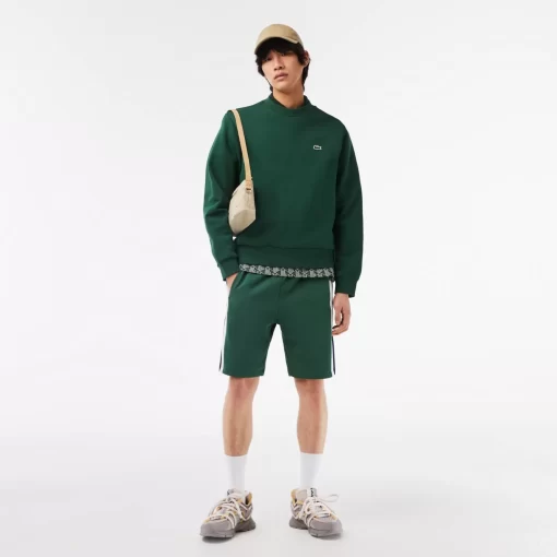 Lacoste Hosen & Shorts>Herren Shorts Aus Aufgerautem Fleece Mit Colourblock Grun / Navy Blau / Weis Wn7