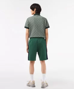 Lacoste Hosen & Shorts>Herren Shorts Aus Aufgerautem Fleece Mit Colourblock Grun / Navy Blau / Weis Wn7