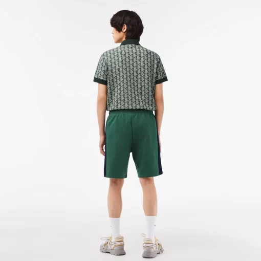 Lacoste Hosen & Shorts>Herren Shorts Aus Aufgerautem Fleece Mit Colourblock Grun / Navy Blau / Weis Wn7