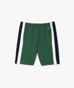 Lacoste Hosen & Shorts>Herren Shorts Aus Aufgerautem Fleece Mit Colourblock Grun / Navy Blau / Weis Wn7