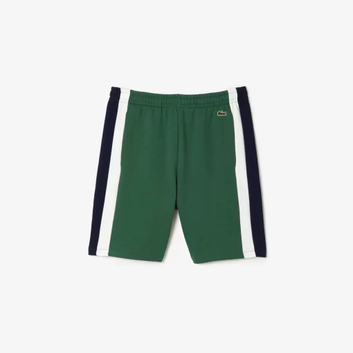 Lacoste Hosen & Shorts>Herren Shorts Aus Aufgerautem Fleece Mit Colourblock Grun / Navy Blau / Weis Wn7