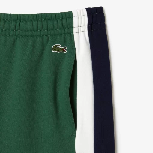 Lacoste Hosen & Shorts>Herren Shorts Aus Aufgerautem Fleece Mit Colourblock Grun / Navy Blau / Weis Wn7